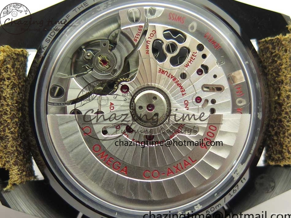 0118 SmoothTexture Speedmaster “Dark Side of The Moon” Real Ceramic OMF 1:1 Best Edition Vintage Black on Brown Leather Strap A 7975